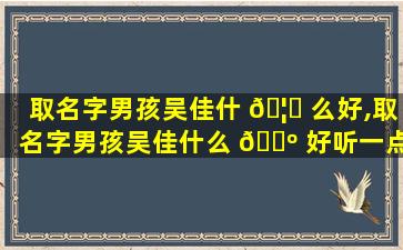 取名字男孩吴佳什 🦈 么好,取名字男孩吴佳什么 🐺 好听一点